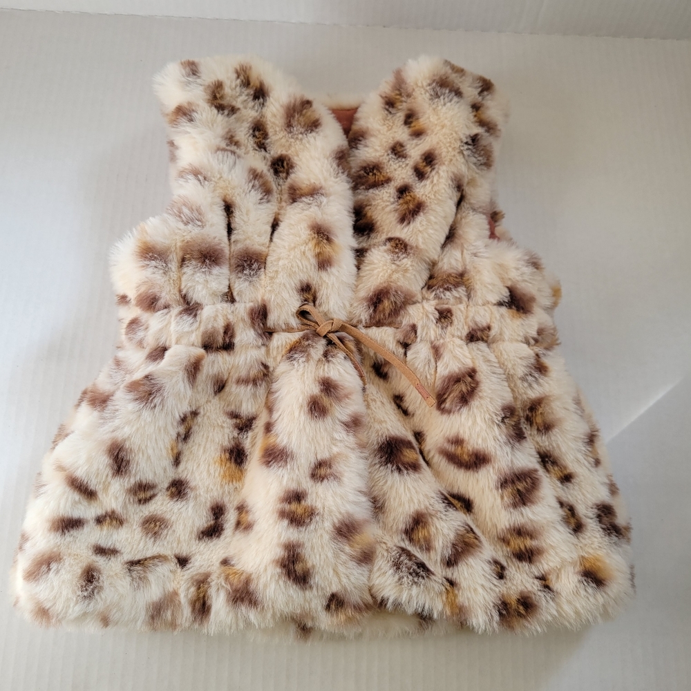 Zara Leopard print faux fur vest 12-18 months